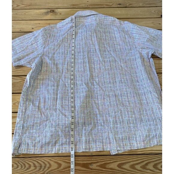 Hart Schaffner Marx Check Button Up Shirt Size XL Men’s Rainbow Short Sleeve - Picture 6 of 7